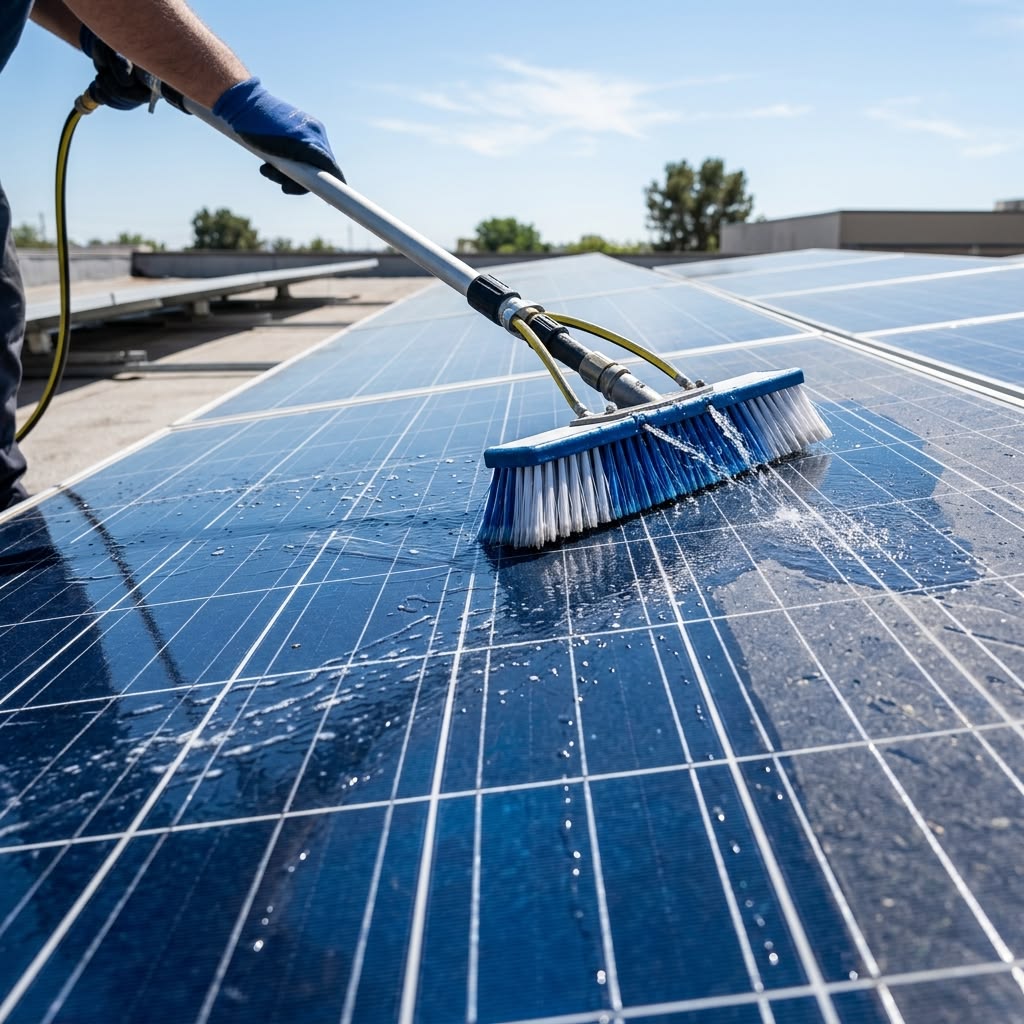 Solar Technician Performing Maintenance